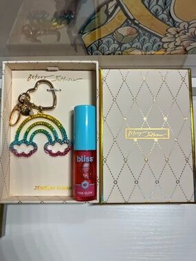 BETSEY JOHNSON 🌈 Rainbow Shaped Bag Charm Keychain & Bliss Lip Oil